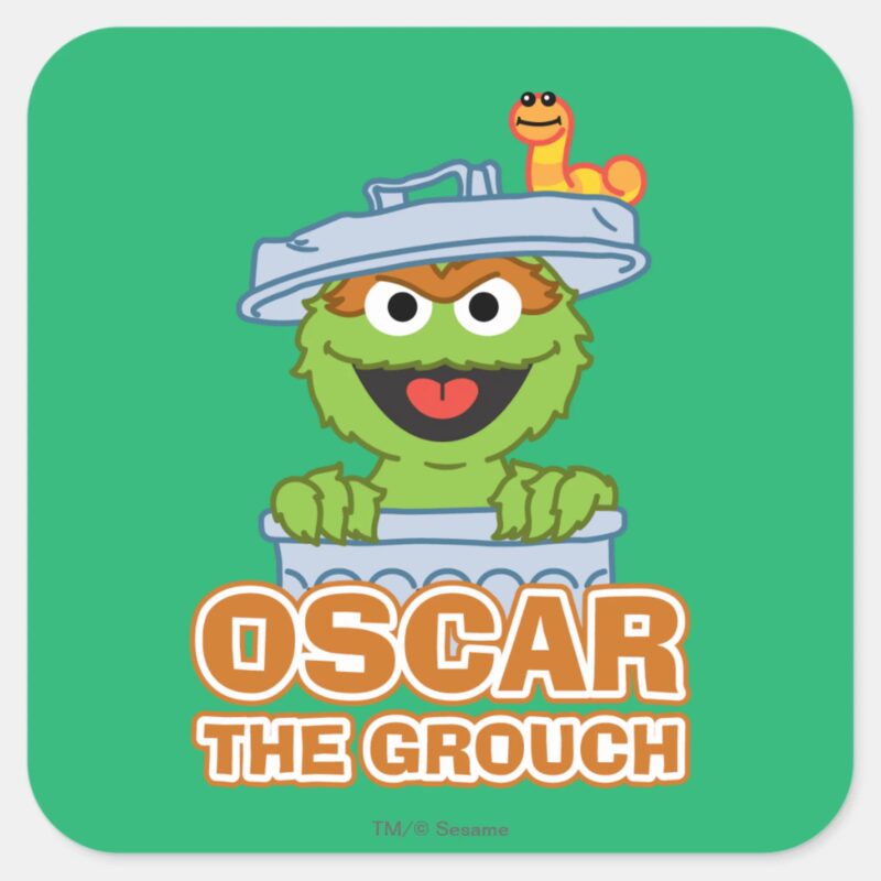 Oscar The Grouch Classic Style Square Sticker Oscar The Grouch Classic Style Square Sticker