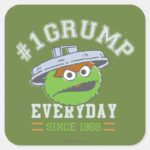 Oscar The Grouch Number 1 Square Sticker