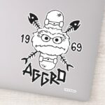 Oscar The Grouch Skate Logo Aggro 1969 Sticker