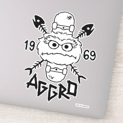 Oscar The Grouch Skate Logo Aggro 1969 Sticker