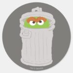 Oscar The Grouch His Trash Can Classic Round Sticker