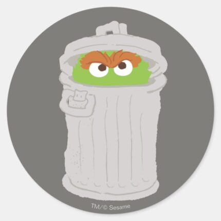 Oscar The Grouch His Trash Can Classic Round Sticker