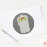 Oscar The Grouch His Trash Can Classic Round Sticker