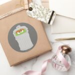 Oscar The Grouch His Trash Can Classic Round Sticker