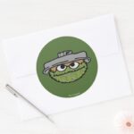 Oscar The Grouch 80s Throwback Classic Round Sticker