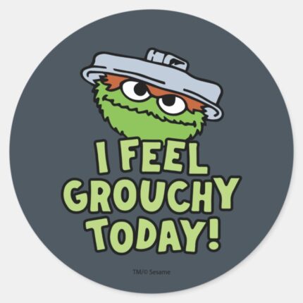 Oscar The Grouch I Feel Grouchy Today Classic Round Sticker