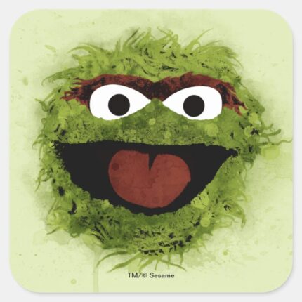 Oscar The Grouch Watercolor Trend Square Sticker
