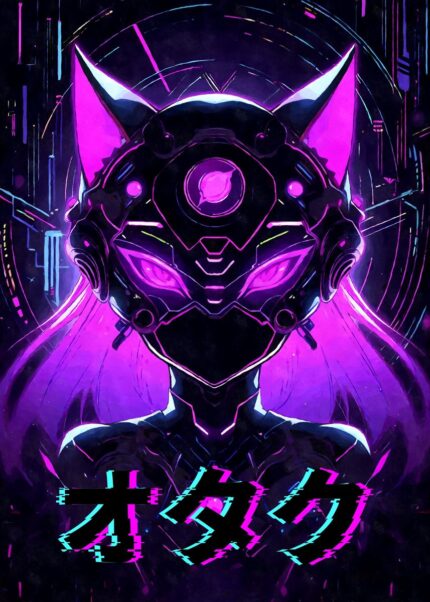Otaku Cyber Cat Girl Poster