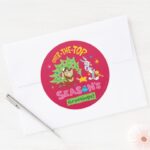 Over The Top Seasons Greetings Classic Round Sticker