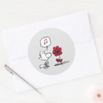 PEANUTS Red Black Pattern Classic Round Sticker