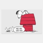 PEANUTS Red Black Pattern Rectangular Sticker