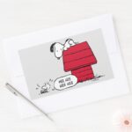 PEANUTS Red Black Pattern Rectangular Sticker