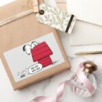 PEANUTS Red Black Pattern Rectangular Sticker