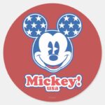Patriotic Mickey Mouse 4 Classic Round Sticker