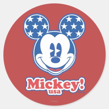 Patriotic Mickey Mouse 4 Classic Round Sticker