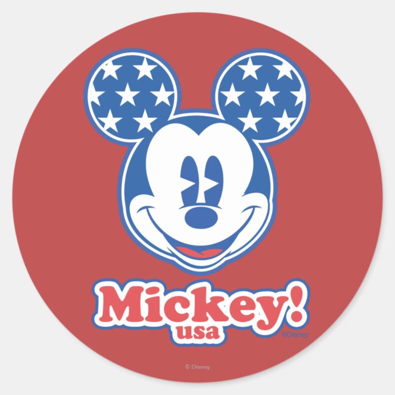 Patriotic Mickey Mouse 4 Classic Round Sticker