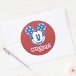 Patriotic Mickey Mouse 4 Classic Round Sticker