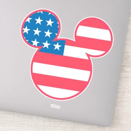 Patriotic Mickey Mouse American Flag Icon Sticker