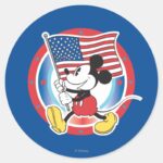 Patriotic Mickey Mouse Flag Design Classic Round Sticker