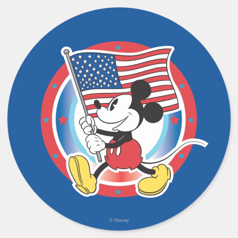 Patriotic Mickey Mouse Flag Design Classic Round Sticker Patriotic Mickey Mouse Flag Design Classic Round Sticker