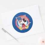Patriotic Mickey Mouse Flag Design Classic Round Sticker