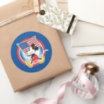 Patriotic Mickey Mouse Flag Design Classic Round Sticker