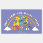 Peace Love And Sesame Street Rectangular Sticker