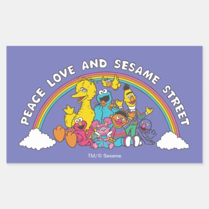 Peace Love And Sesame Street Rectangular Sticker