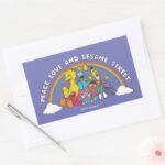 Peace Love And Sesame Street Rectangular Sticker