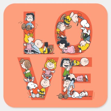 Peanuts LOVE Square Sticker
