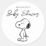 Peanuts Snoopy Baby Shower Classic Round Sticker