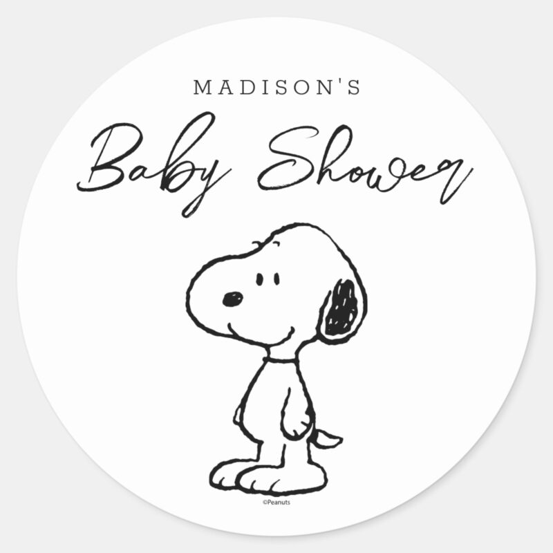 Peanuts Snoopy Baby Shower Classic Round Sticker