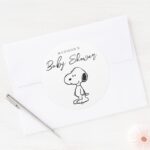 Peanuts Snoopy Baby Shower Classic Round Sticker