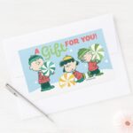 Peanuts A Gift For You Rectangular Sticker