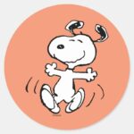 Peanuts A Snoopy Happy Dance Classic Round Sticker