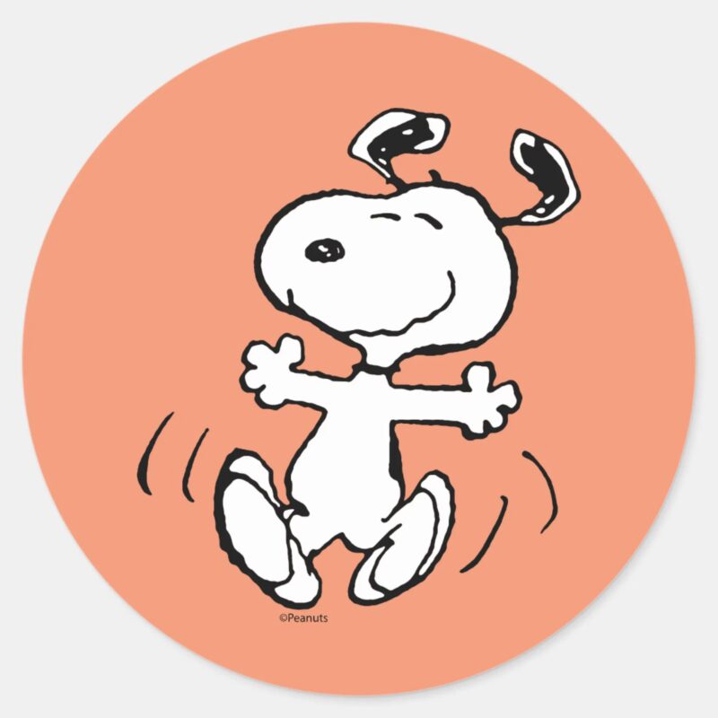 Peanuts A Snoopy Happy Dance Classic Round Sticker