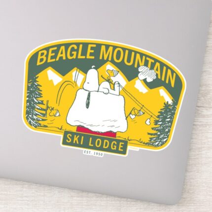 Peanuts Beagle Mountain Ski Lodge Sticker