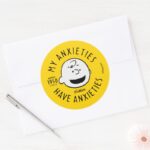 Peanuts Charlie Brown Nervous Since 1950 Classic Round Sticker