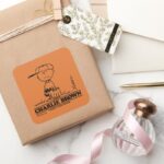 Peanuts Charlie Brown Playing Ball Square Sticker