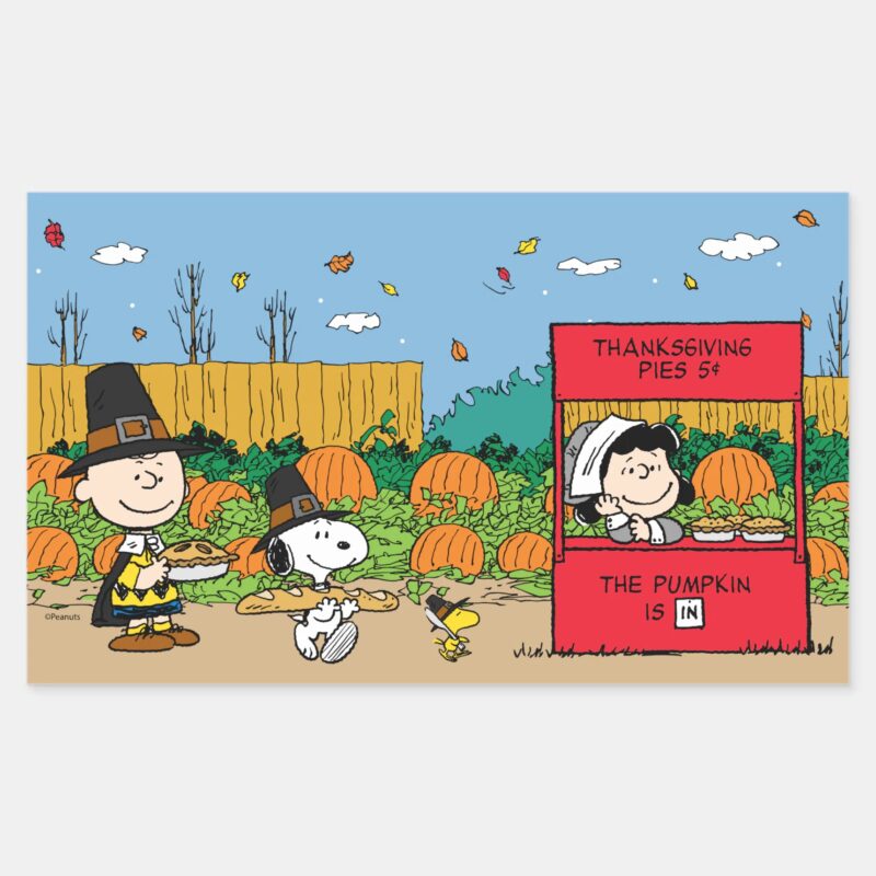 Peanuts Charlie Brown Thanksgiving Rectangular Sticker