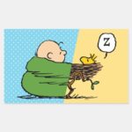 Peanuts Charlie Brown Woodstock Half Half Rectangular Sticker