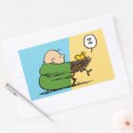 Peanuts Charlie Brown Woodstock Half Half Rectangular Sticker