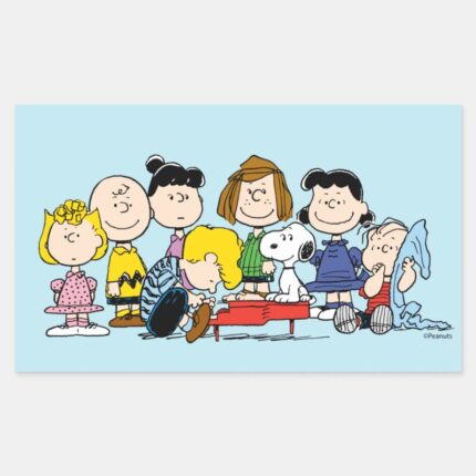 Peanuts Charlie Brown And Gang Rectangular Sticker