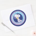 Peanuts Comfort Security Badge Blue Classic Round Sticker