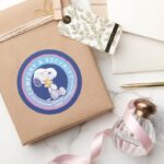 Peanuts Comfort Security Badge Blue Classic Round Sticker