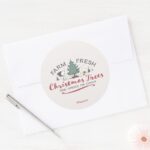 Peanuts Farm Fresh Christmas Trees Classic Round Sticker