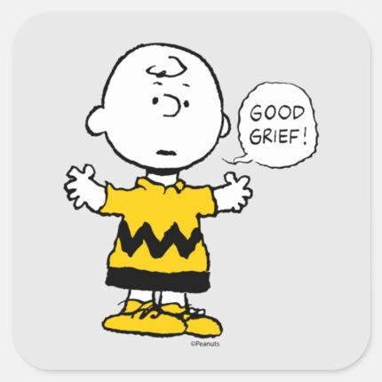 Peanuts Good Grief Charlie Brown Square Sticker