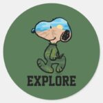 Peanuts Great Outdoor Snoopy Classic Round Sticker