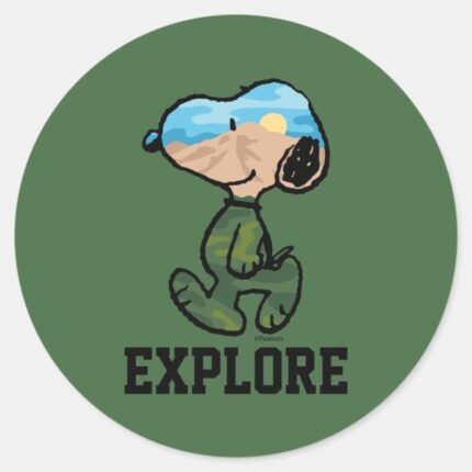 Peanuts Great Outdoor Snoopy Classic Round Sticker