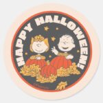 Peanuts Happy Halloween Sally Linus Classic Round Sticker